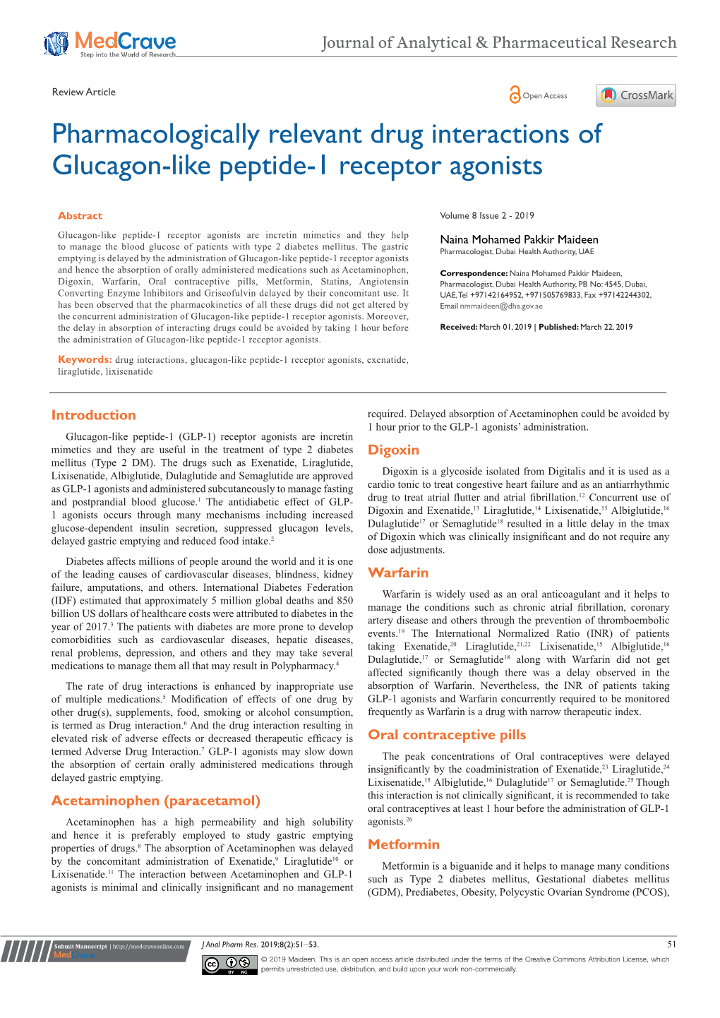 Pharmacologically Relevant Drug Interactions of Glucagon-Like Peptide-1 Receptor Agonists