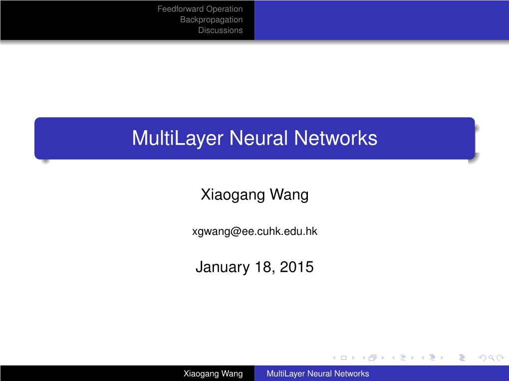 Multilayer Neural Networks