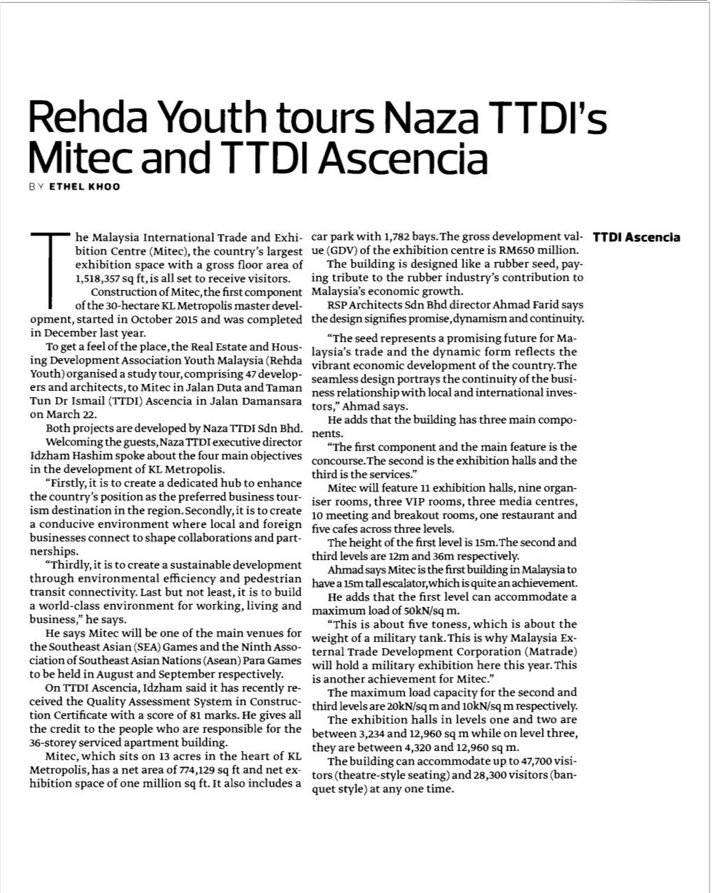 Rehda Youth Tours Naza TTDI's Mitec and TTDI Ascencia