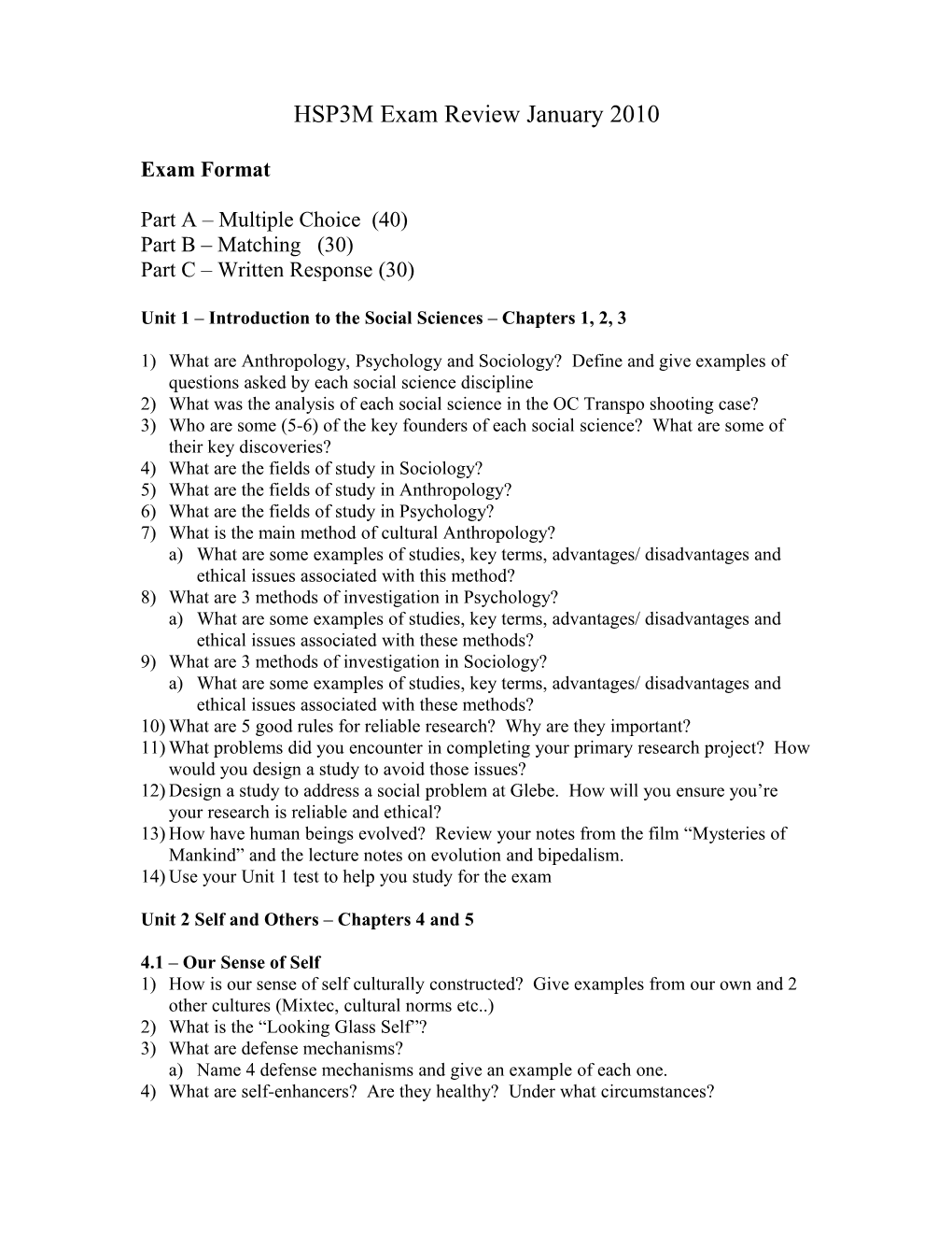 Unit 1 Introduction to the Social Sciences Chapters 1, 2, 3