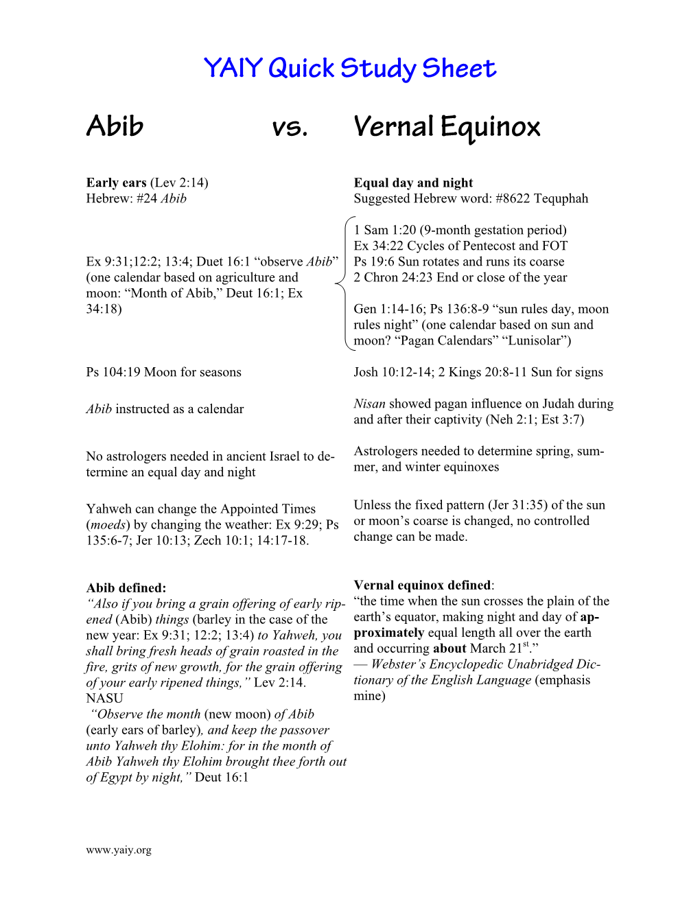 Abib Vs Vernal Equinox