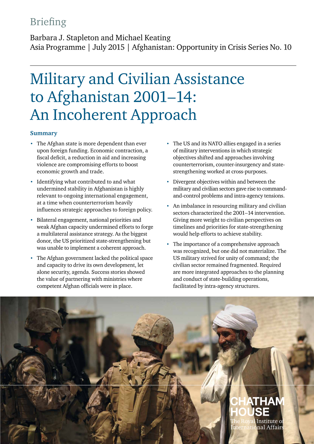 Military and Civilian Assistance to Afghanistan 2001–14: an Incoherent Approach