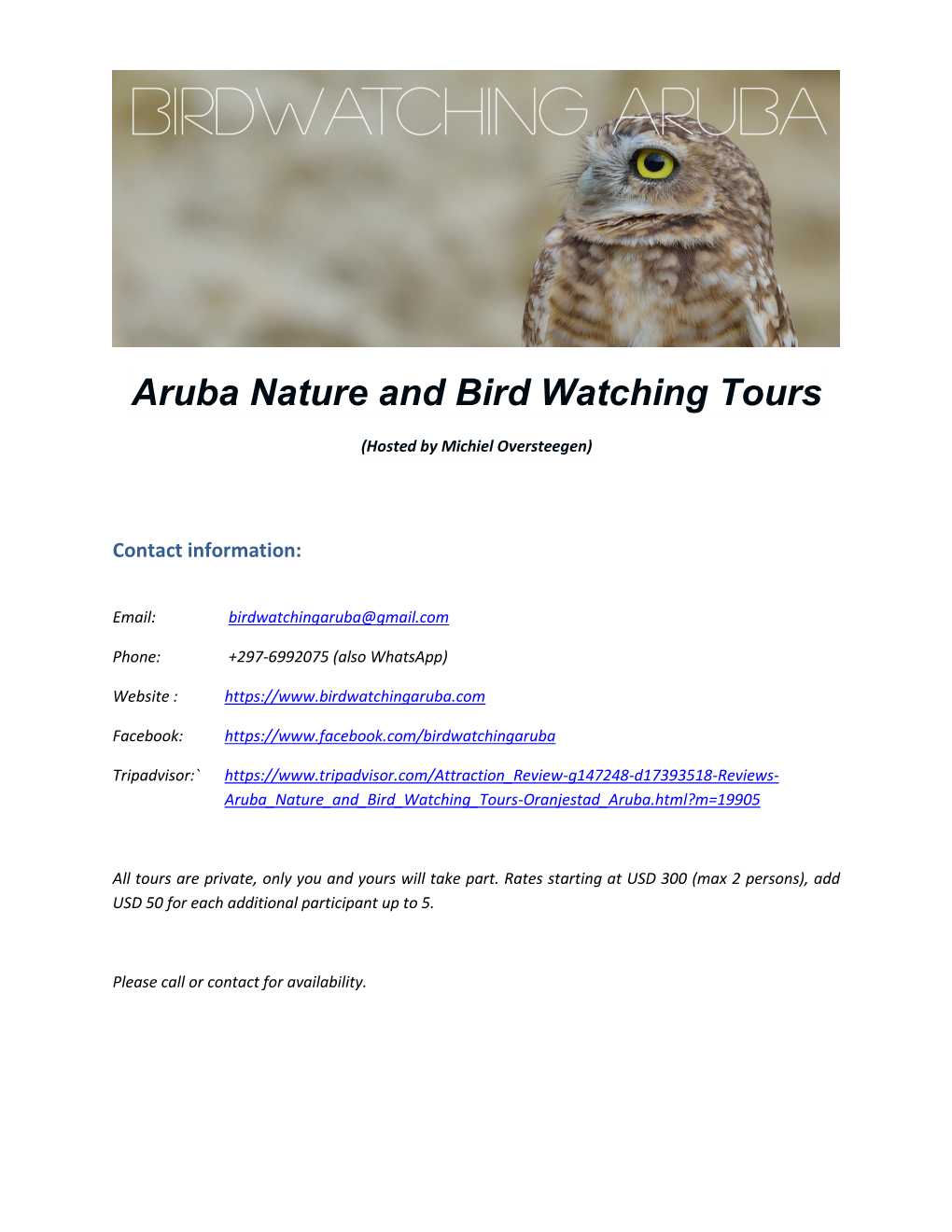 Aruba Nature and Bird Watching Tours