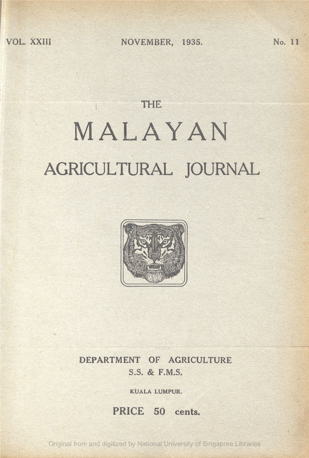 Malayan Agricultural Journal, Vol.23, No.11