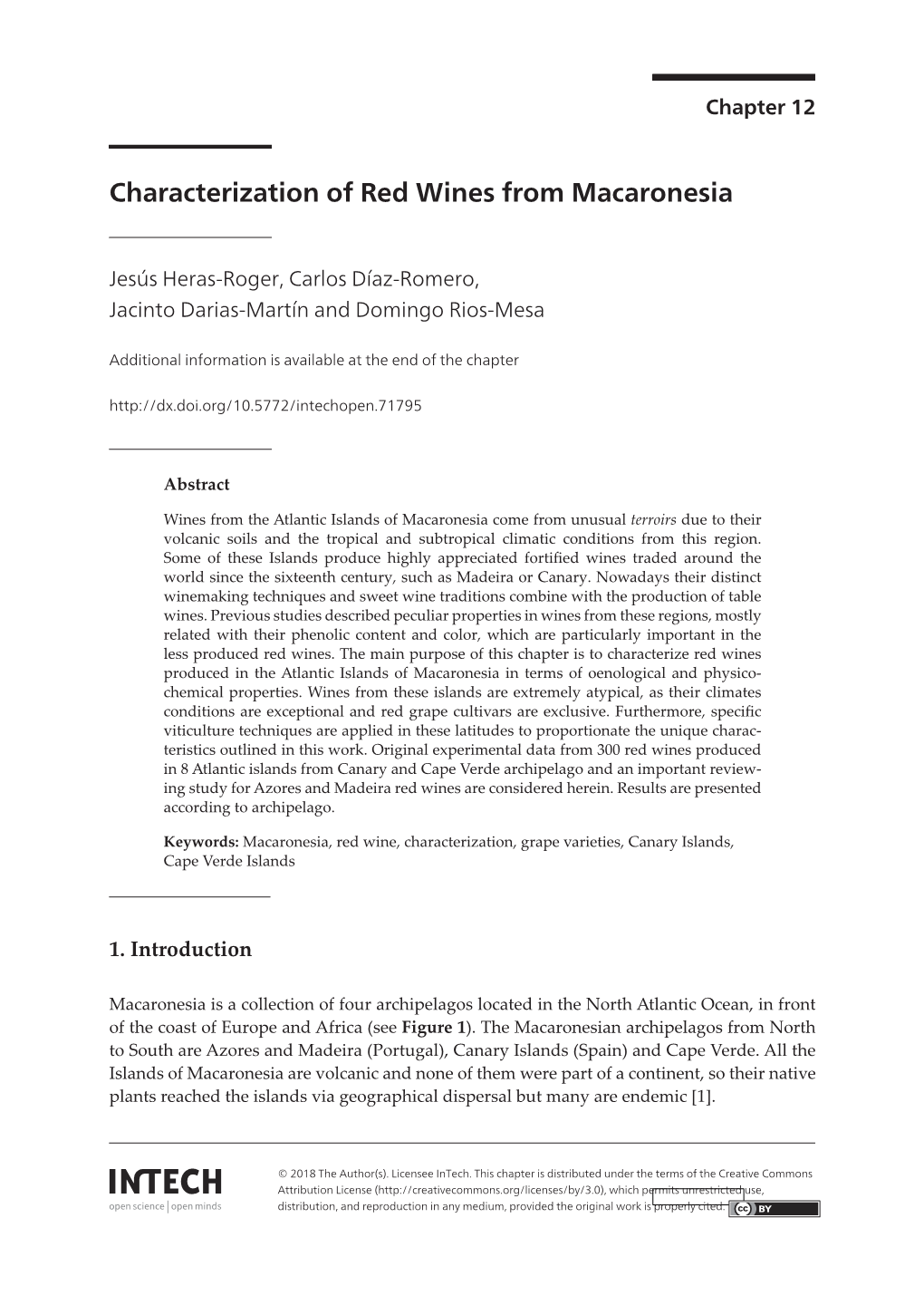 Characterization of Red Wines from Macaronesia