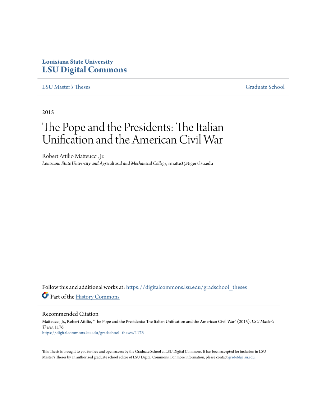 The Italian Unification and the American Civil War