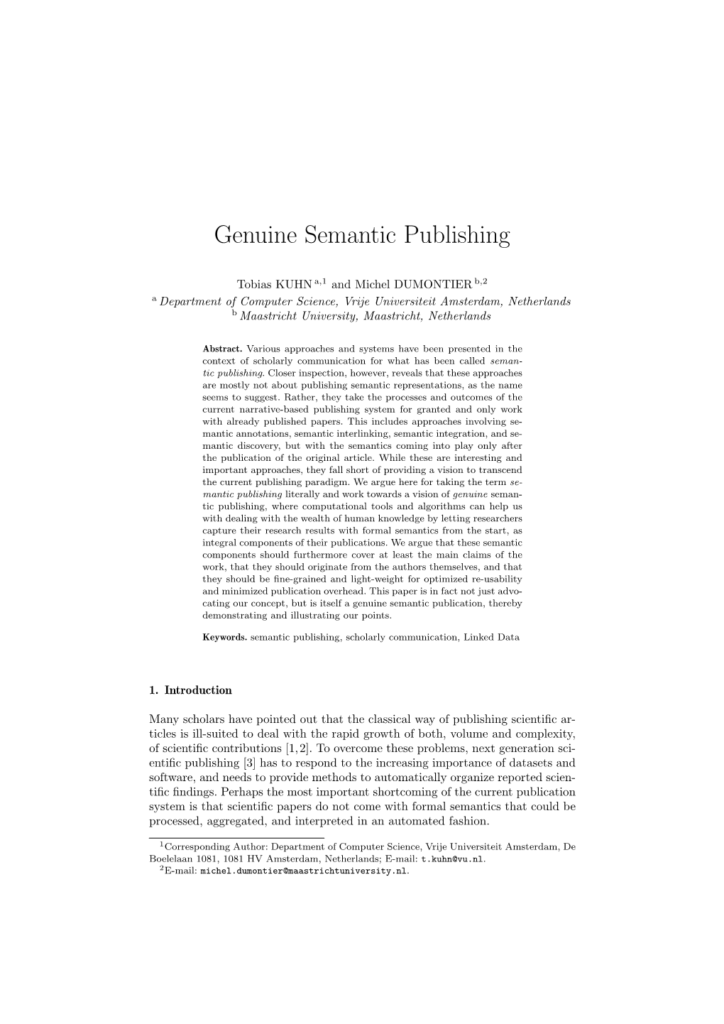 Genuine Semantic Publishing