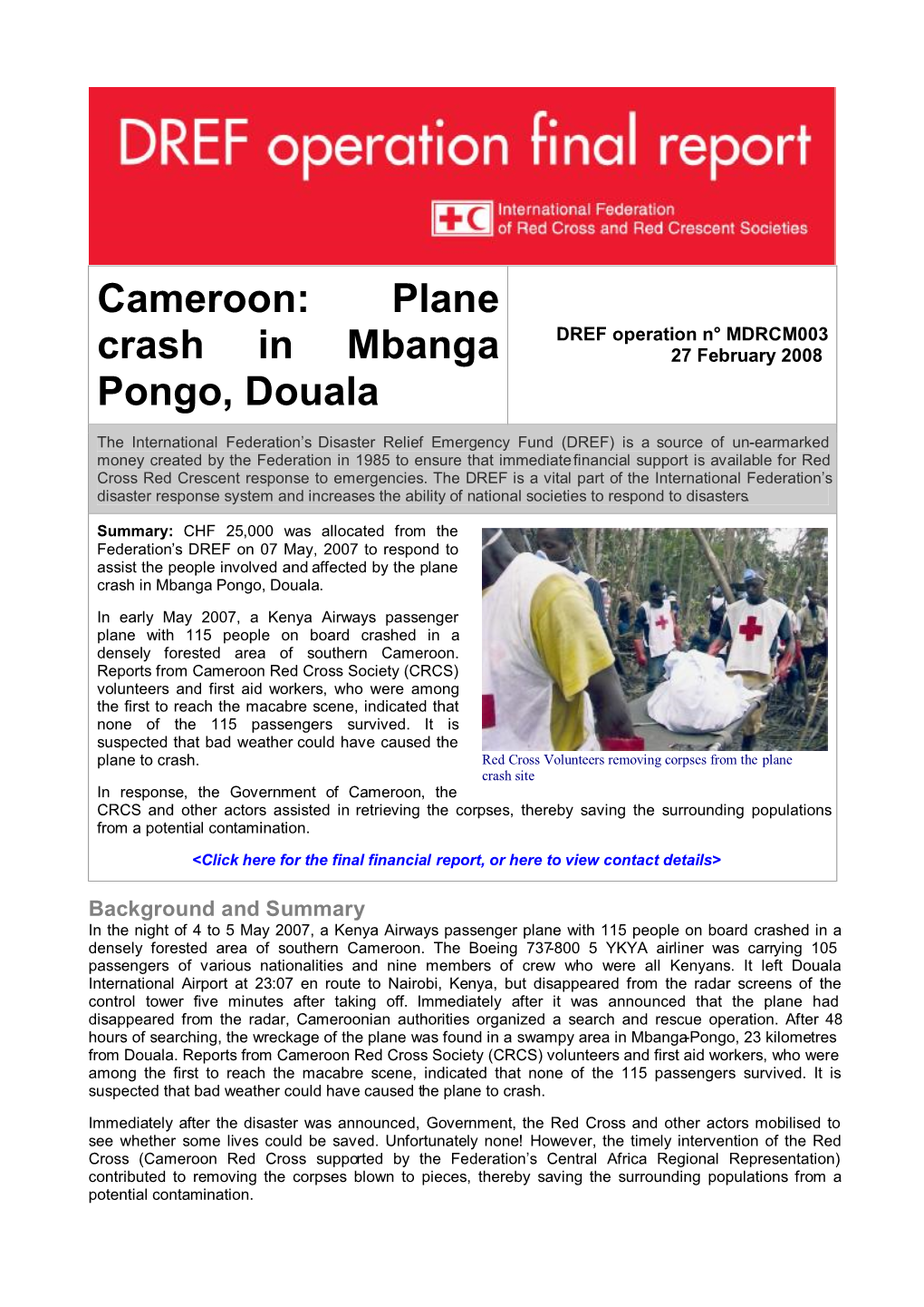 Cameroon: Plane Crash in Mbanga Pongo, Douala