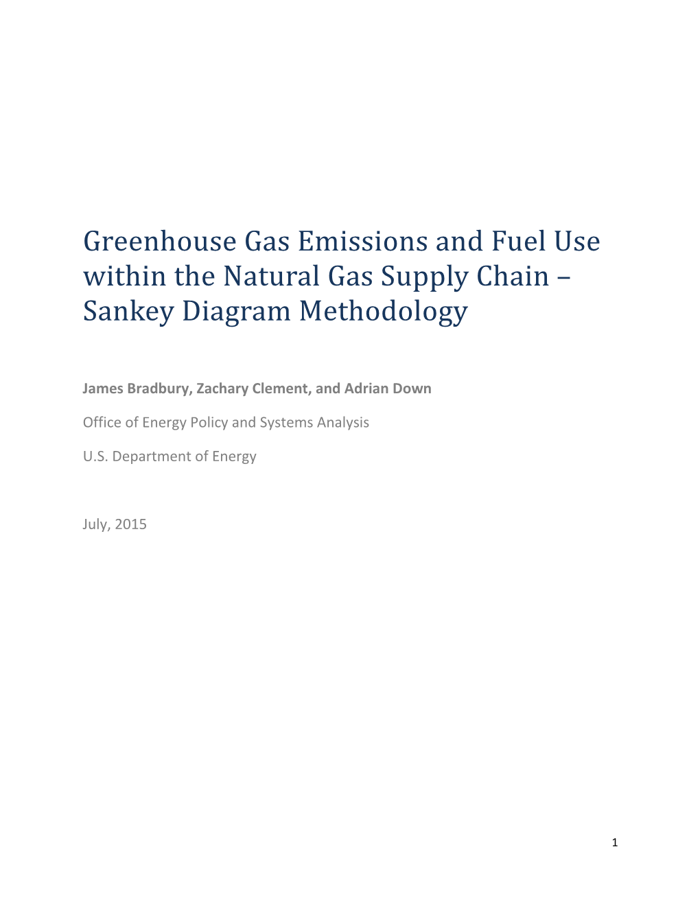 Greenhouse Gas Emissions and Fuel Use Within the Natural Gas Supply Chain – Sankey Diagram Methodology