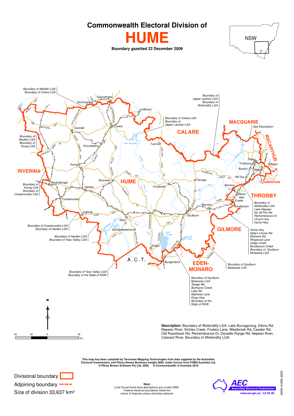 A4 Map of the Division of Hume