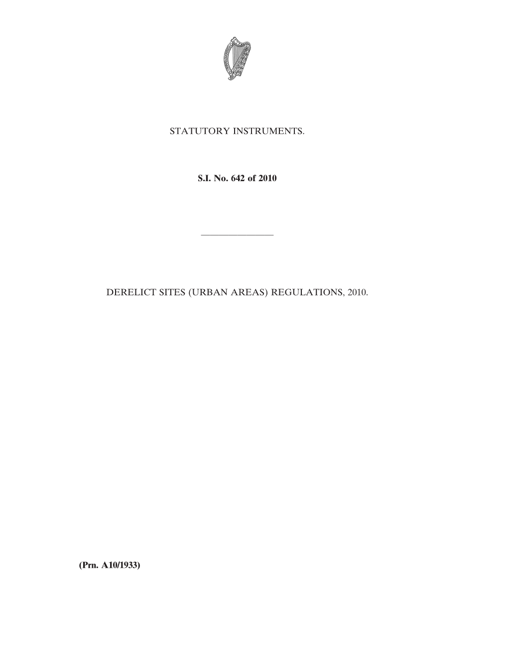 STATUTORY INSTRUMENTS. S.I. No. 642 of 2010