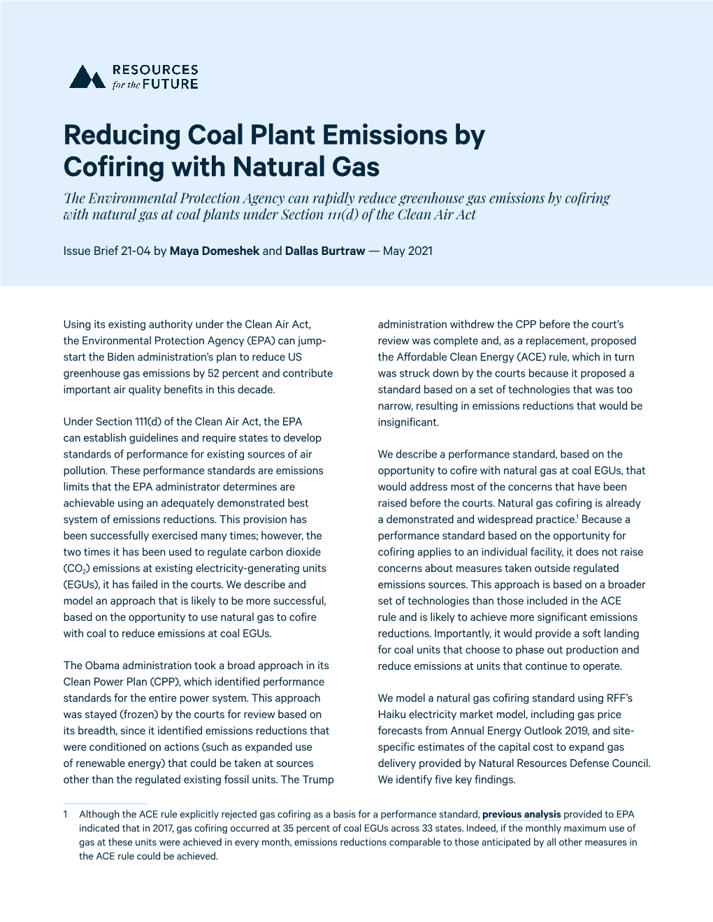 Reducing Coal Plant Emissions by Cofiring with Natural