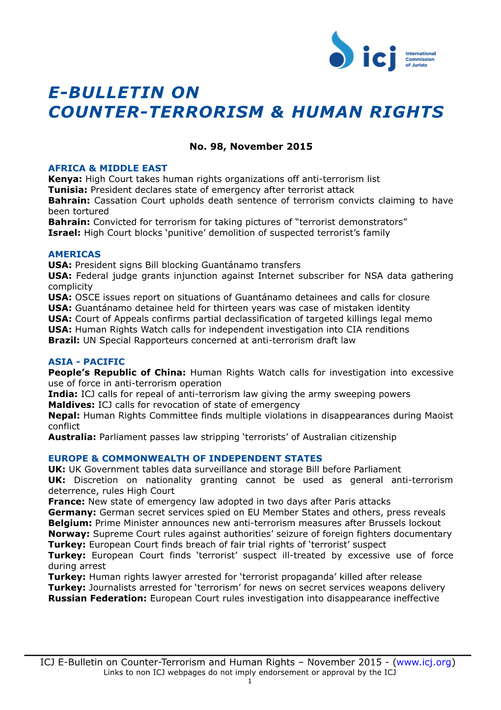 E-Bulletin on Counter-Terrorism and Human Rights