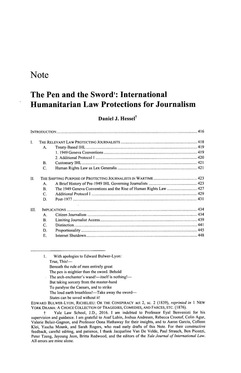 International Humanitarian Law Protections for Journalism
