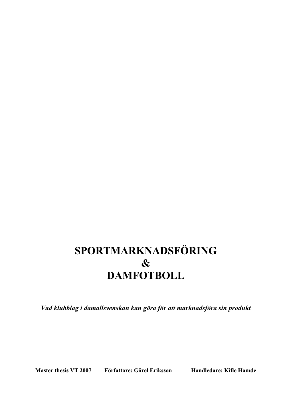 Sportmarknadsföring & Damfotboll