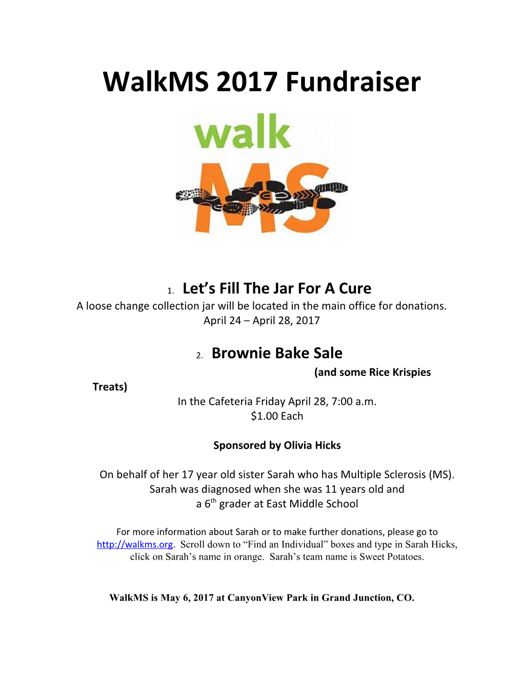 Walkms 2017 Fundraiser