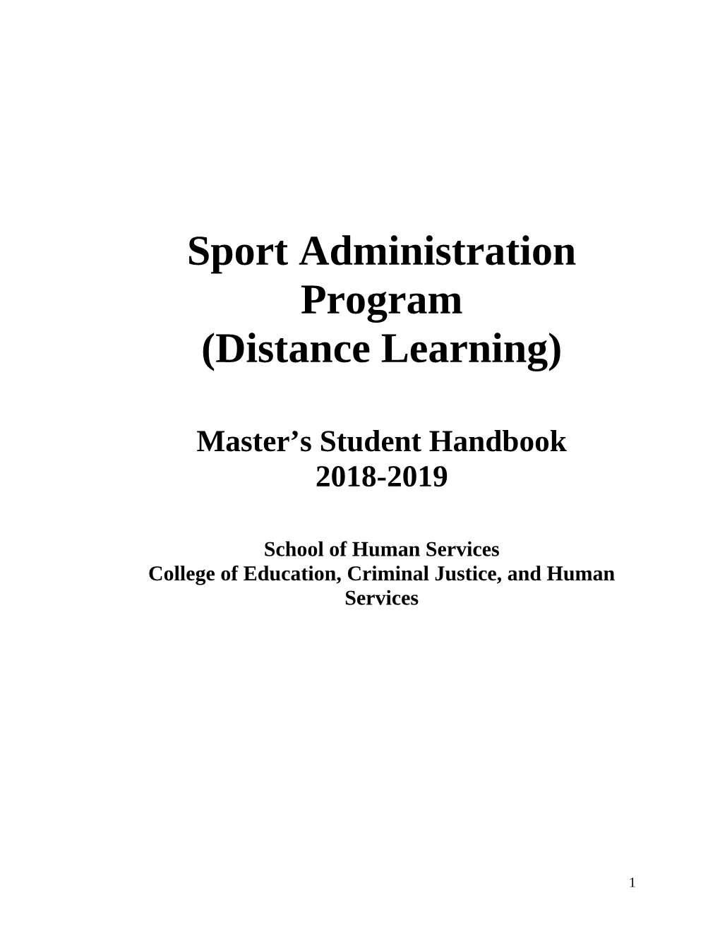 Sport Administration Master's Student Handbook