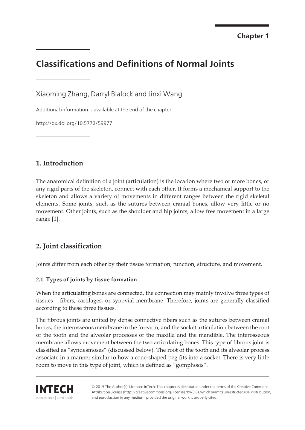 Classifications and Definitions of Normal Joints