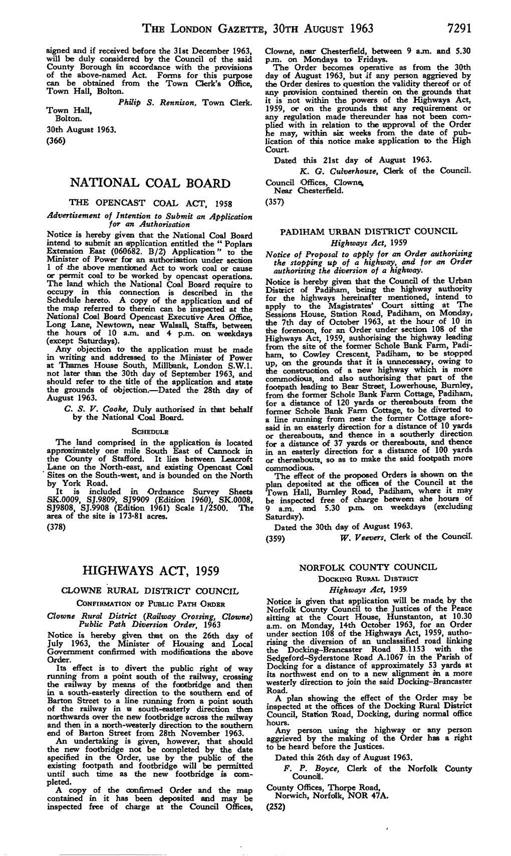National Coal Board Highways Act, 1959