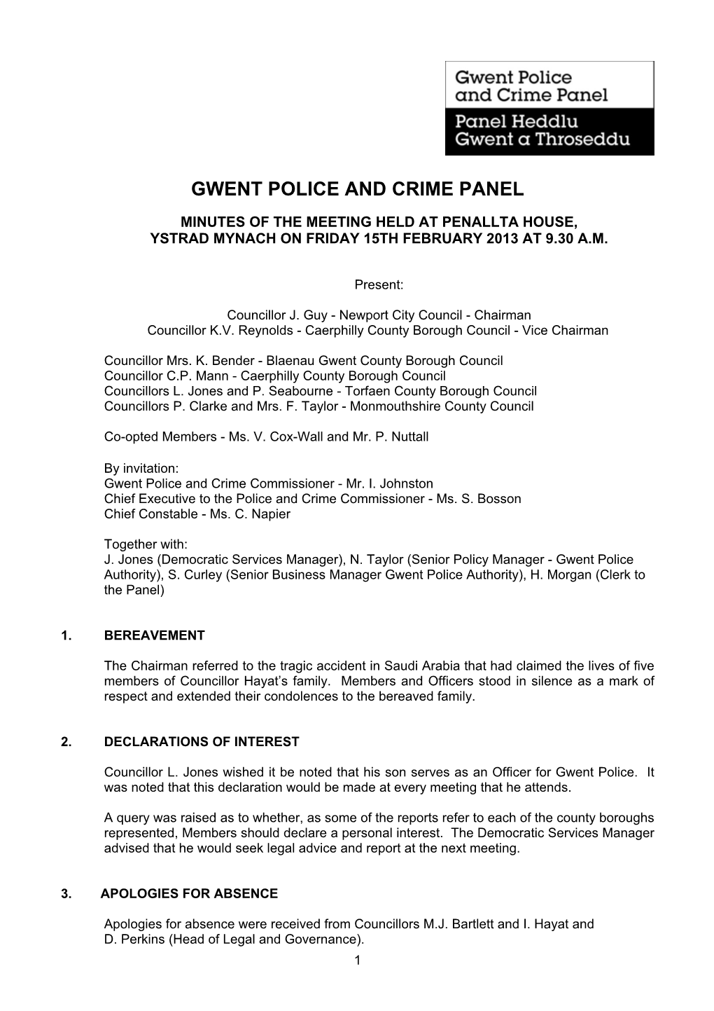 Gwent Police and Crime Panel