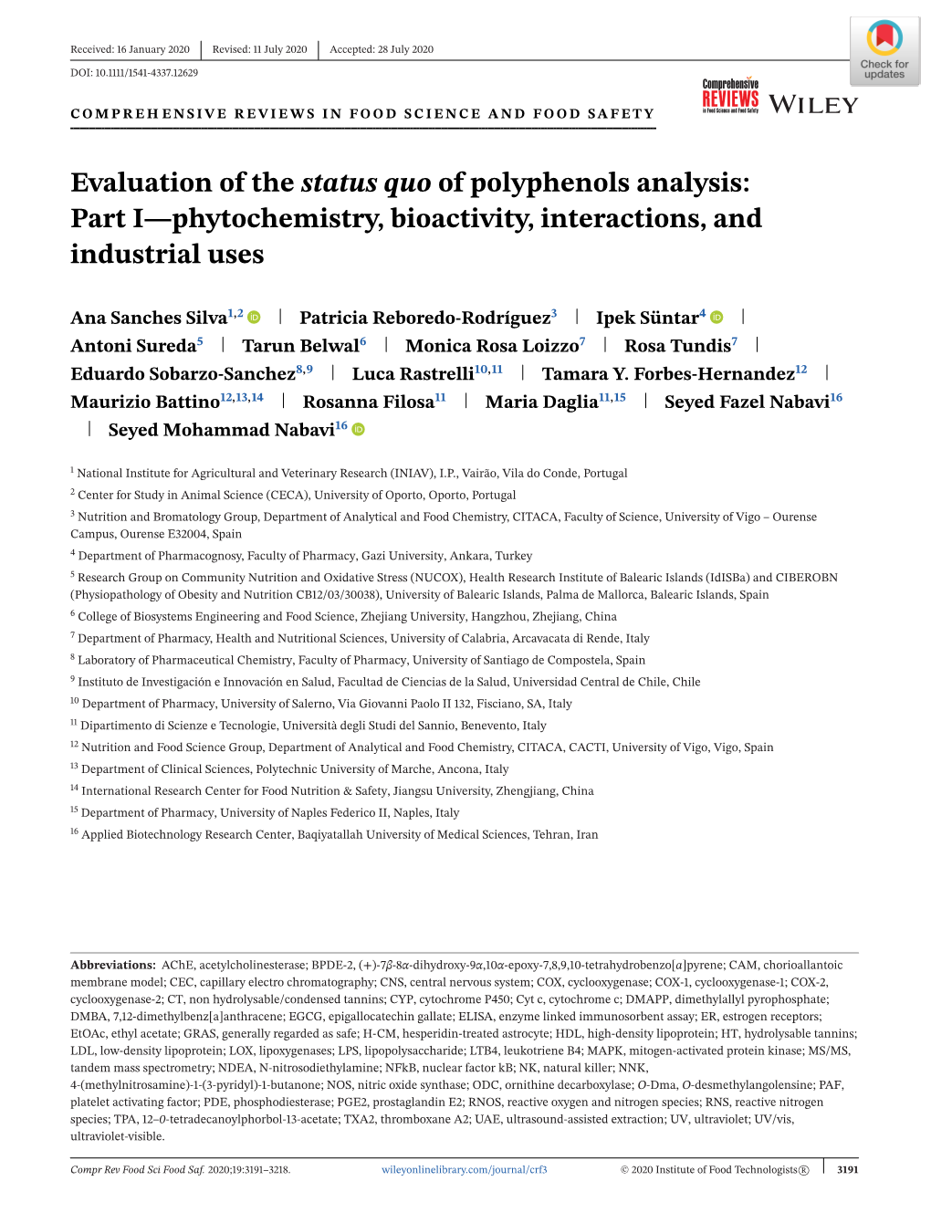 Evaluation of the Status Quo of Polyphenols Analysis: Part I—Phytochemistry, Bioactivity, Interactions, and Industrial Uses