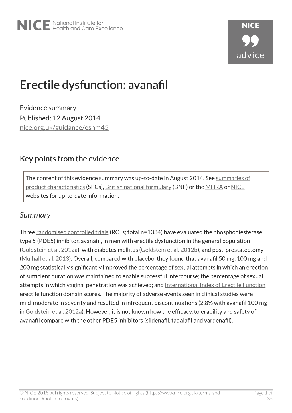 Erectile Dysfunction: Avanafil