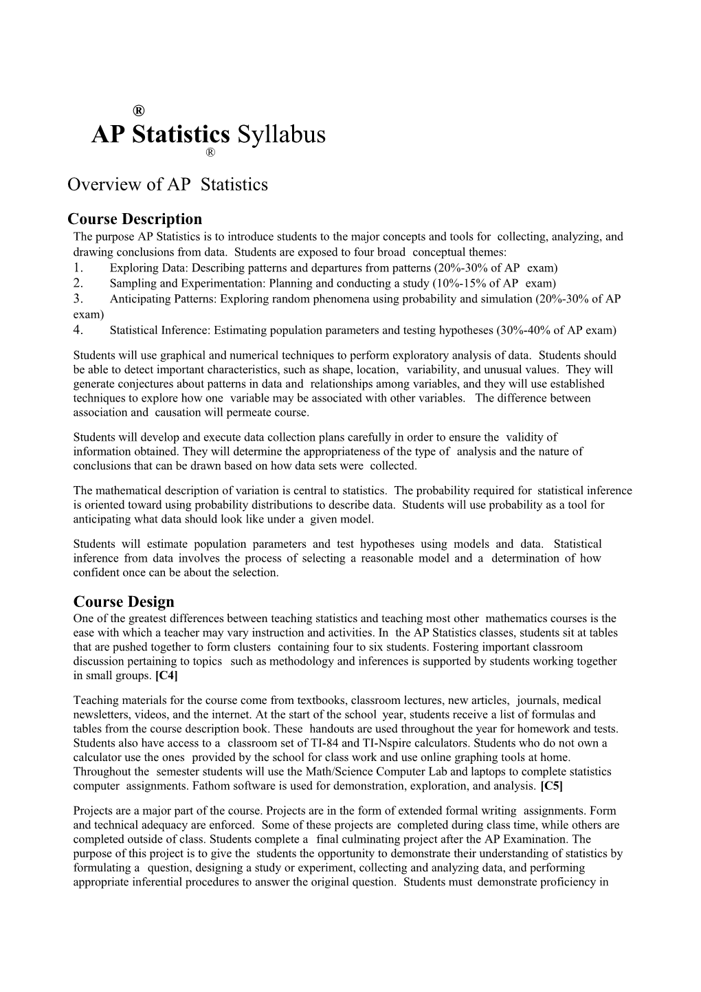 Overview of AP Statistics