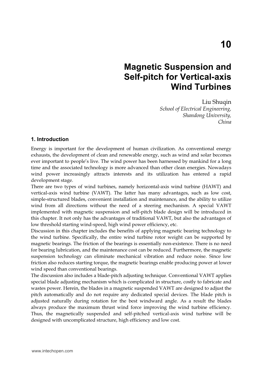 Magnetic Suspension and Self-Pitch for Vertical-Axis Wind Turbines