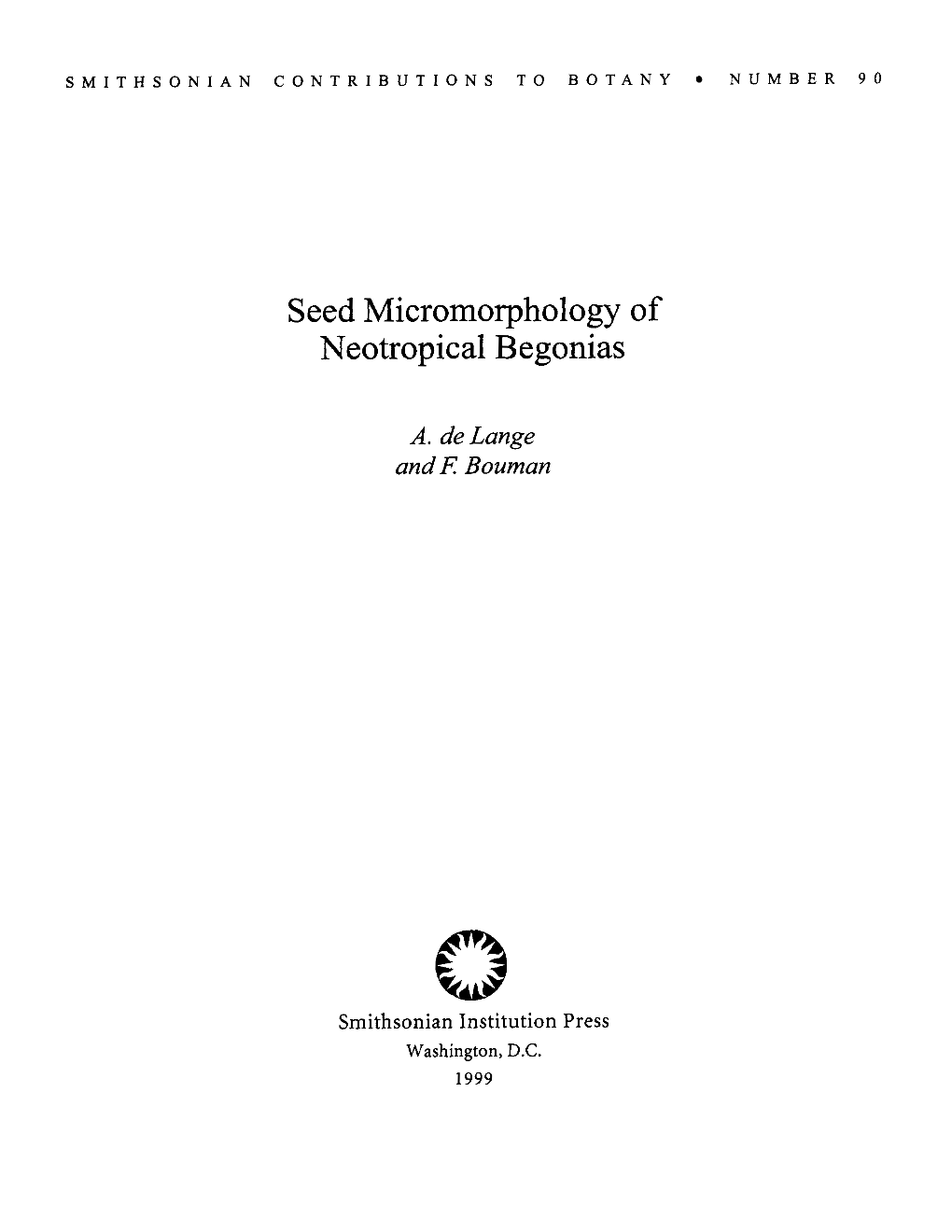 Seed Micromorphology of Neotropical Begonias