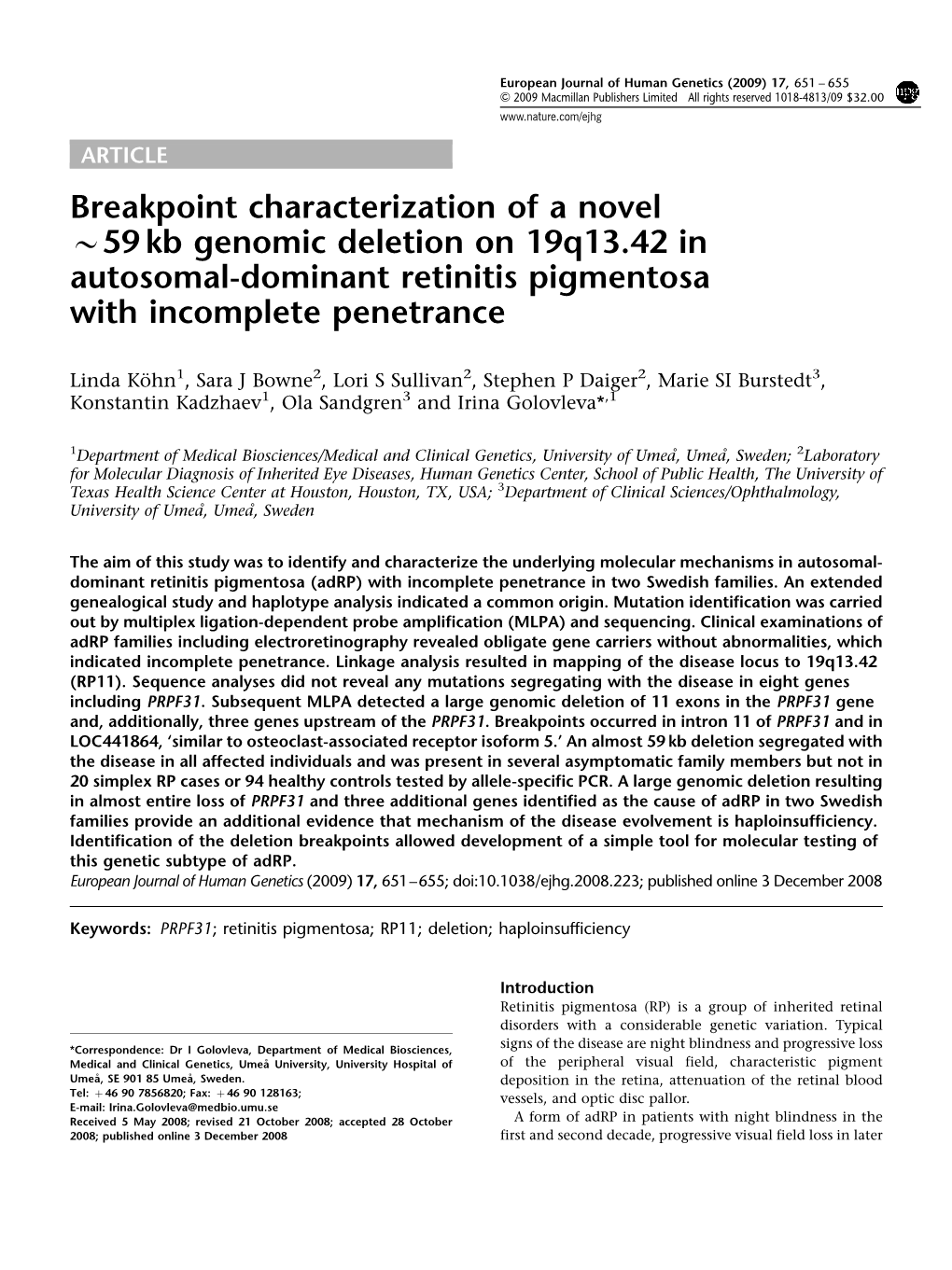 Kb Genomic Deletion on 19Q13.42 in Autosomal-Dominant Retinitis Pigmentosa with Incomplete Penetrance