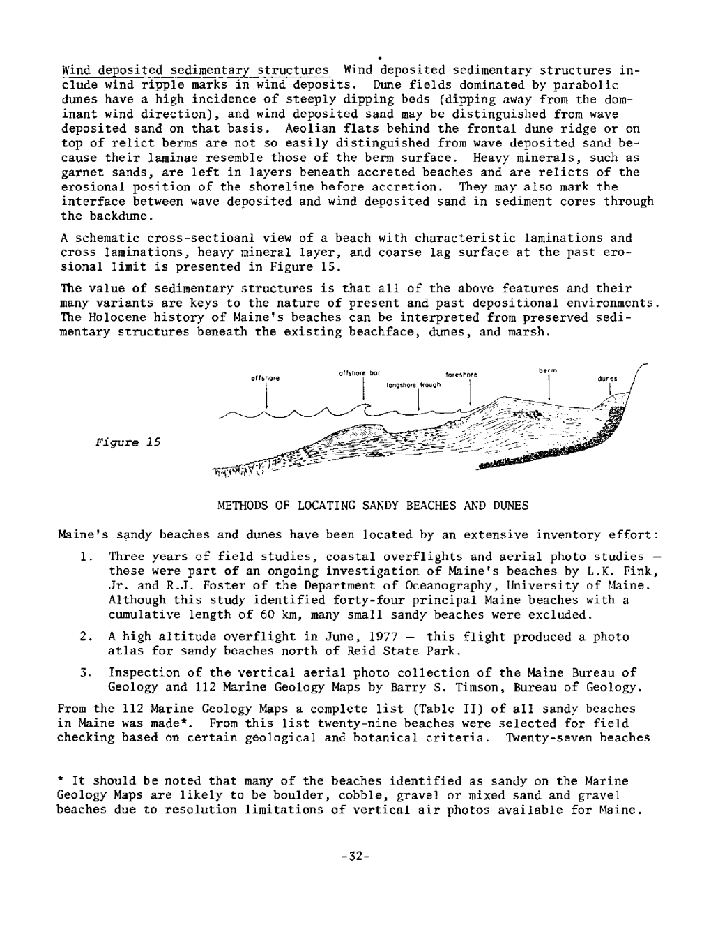 The Holocene History of Maine's Beaches Can Be Interpreted from Preserved Sedi- Mentary Structures Beneath the Existing Beachface, Dunes, and Marsh