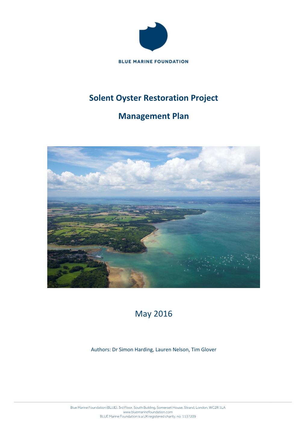 Solent Oyster Restoration Project Management Plan May 2016