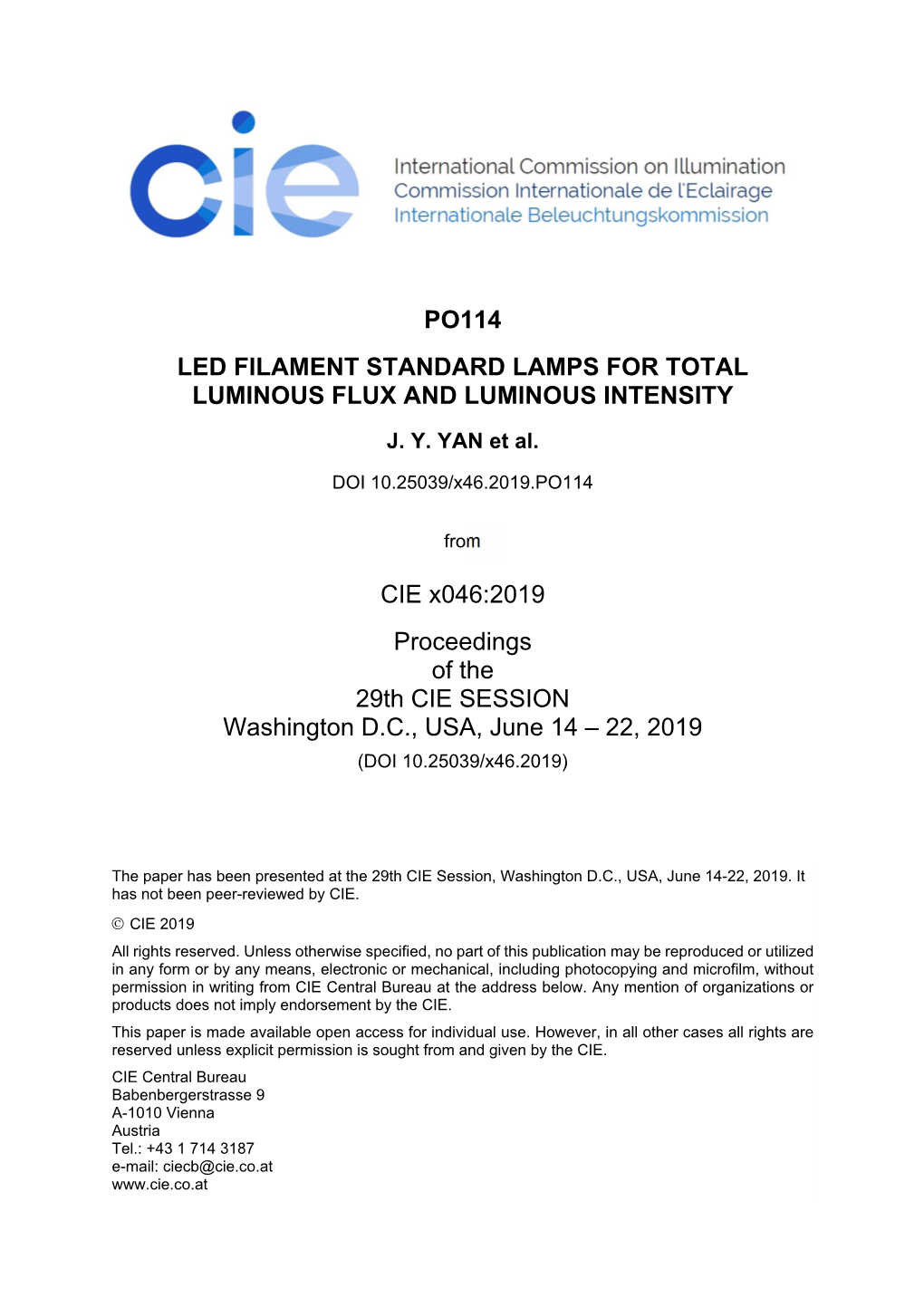 Led Filament Standard Lamps for Total Luminous Flux and Luminous Intensity