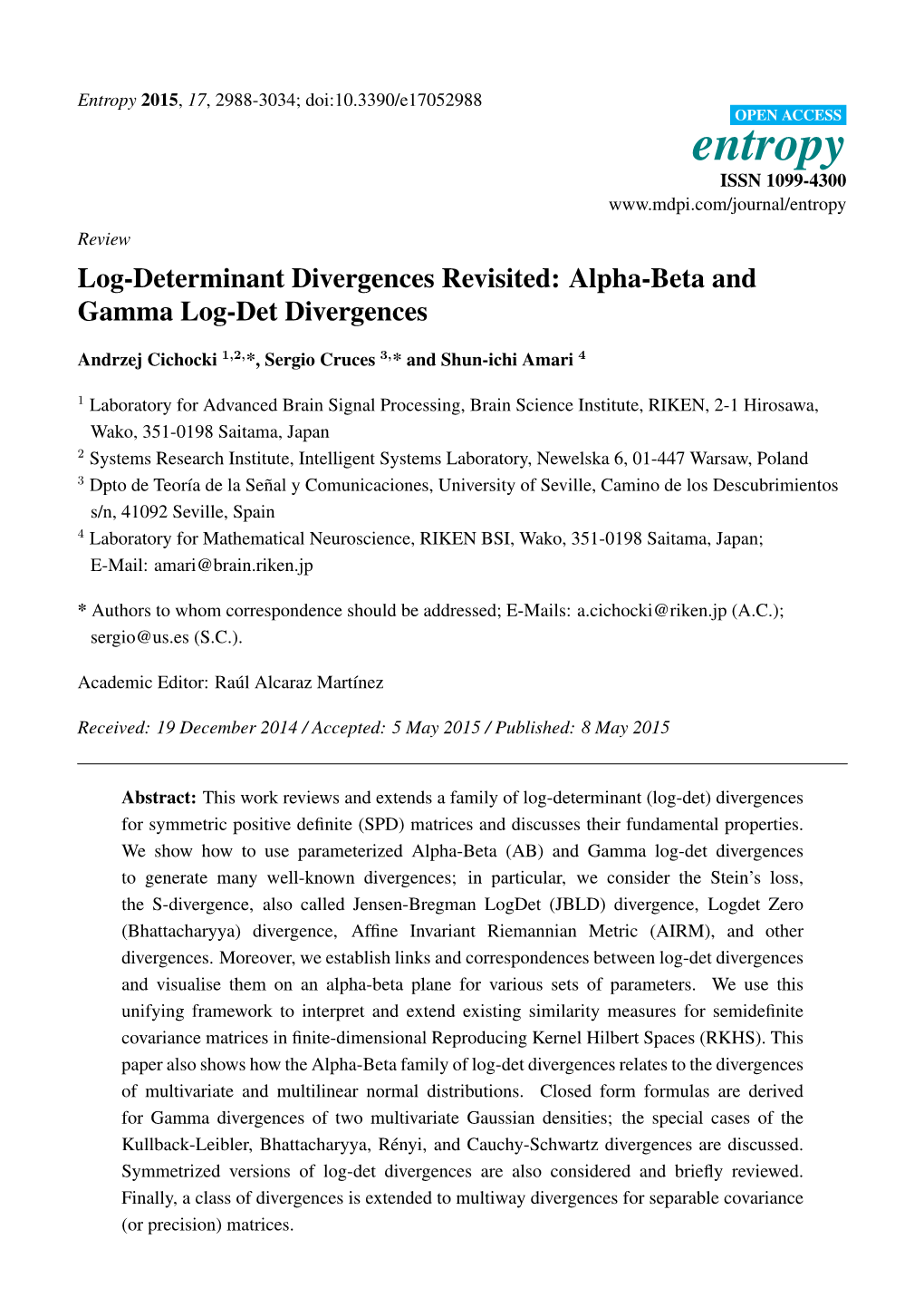Log-Determinant Divergences Revisited: Alpha-Beta and Gamma Log-Det Divergences