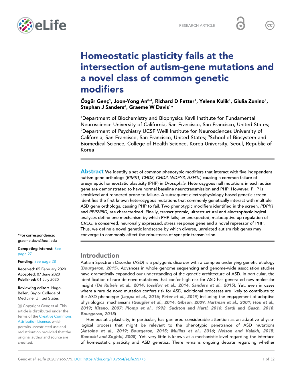 Homeostatic Plasticity Fails at the Intersection of Autism-Gene Mutations and a Novel Class of Common Genetic Modifiers