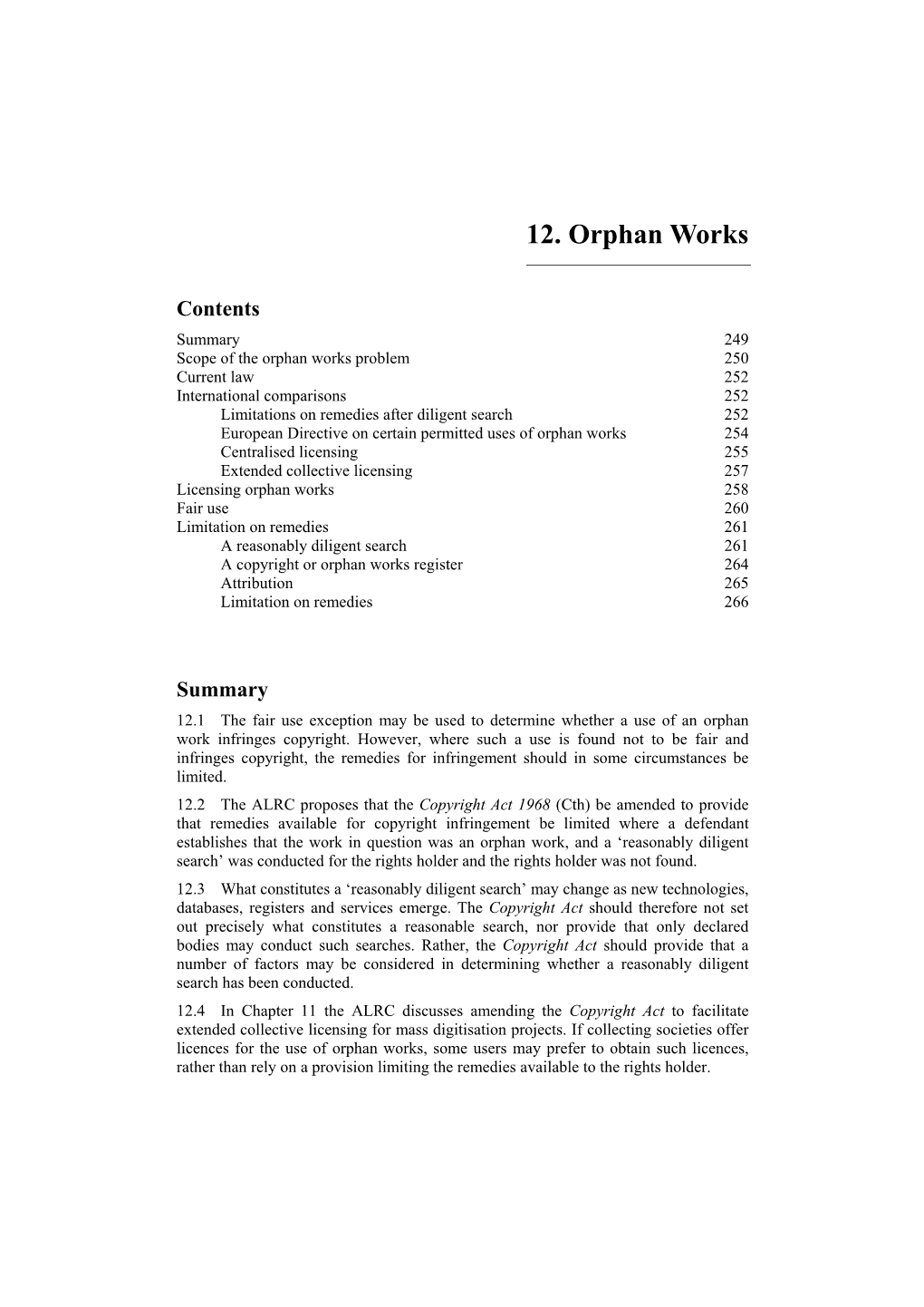 12. Orphan Works