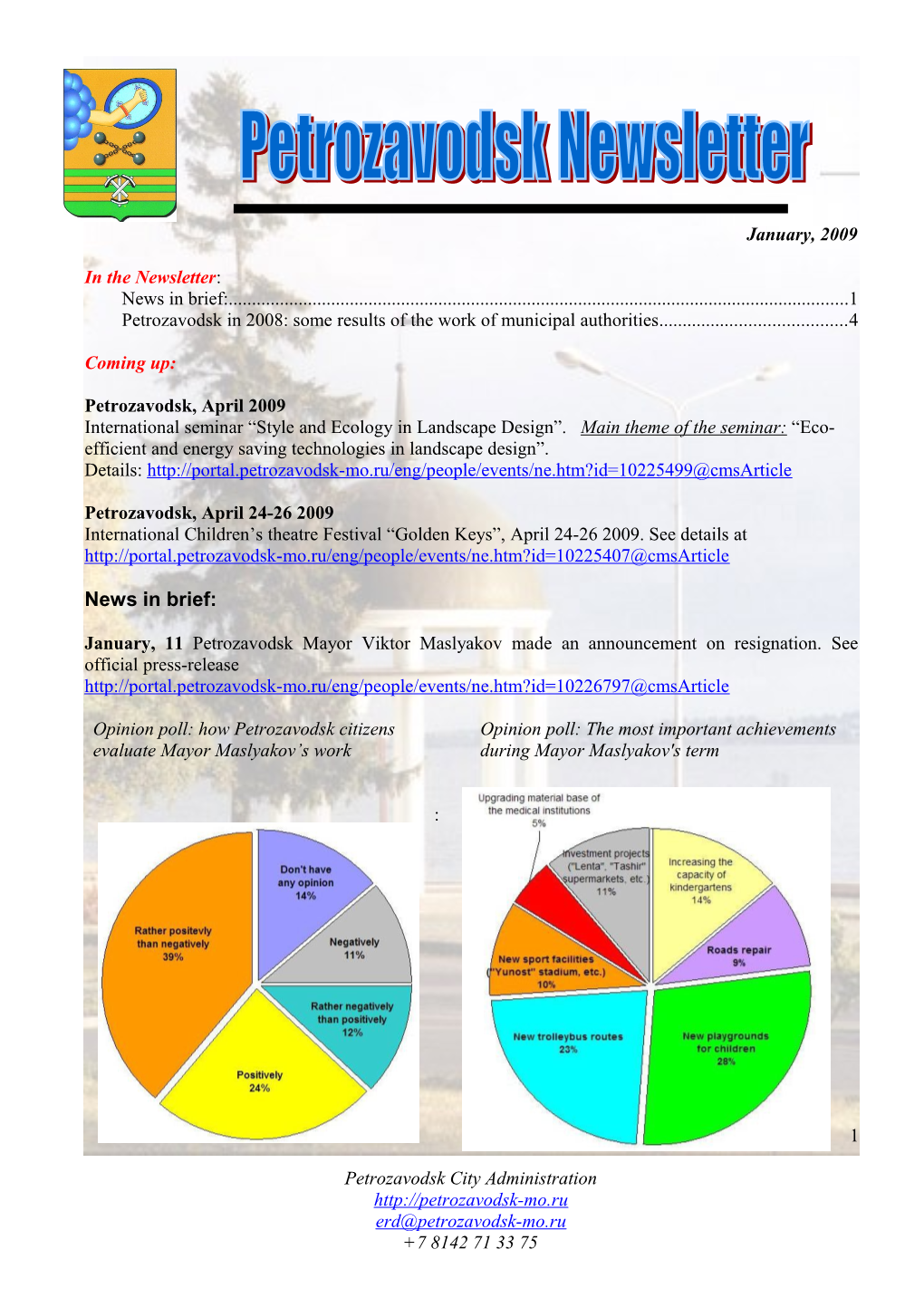 Petrozavodsk in 2008: Some Results of the Work of Municipal Authorities 4