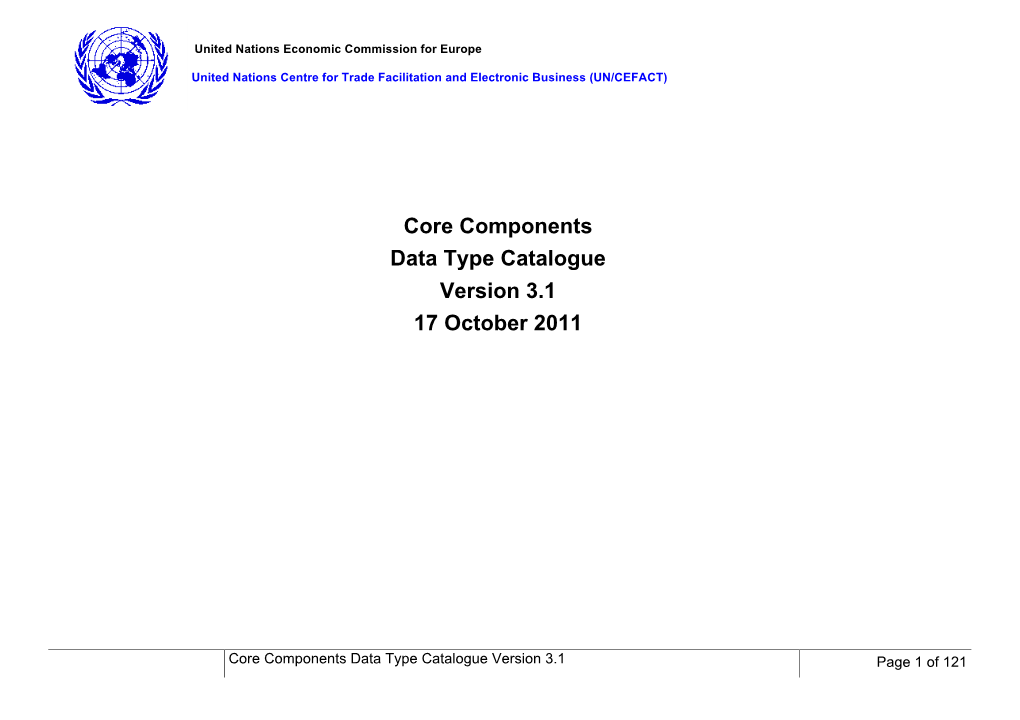 UN/CEFACT Core Components Data Type Catalogue Version