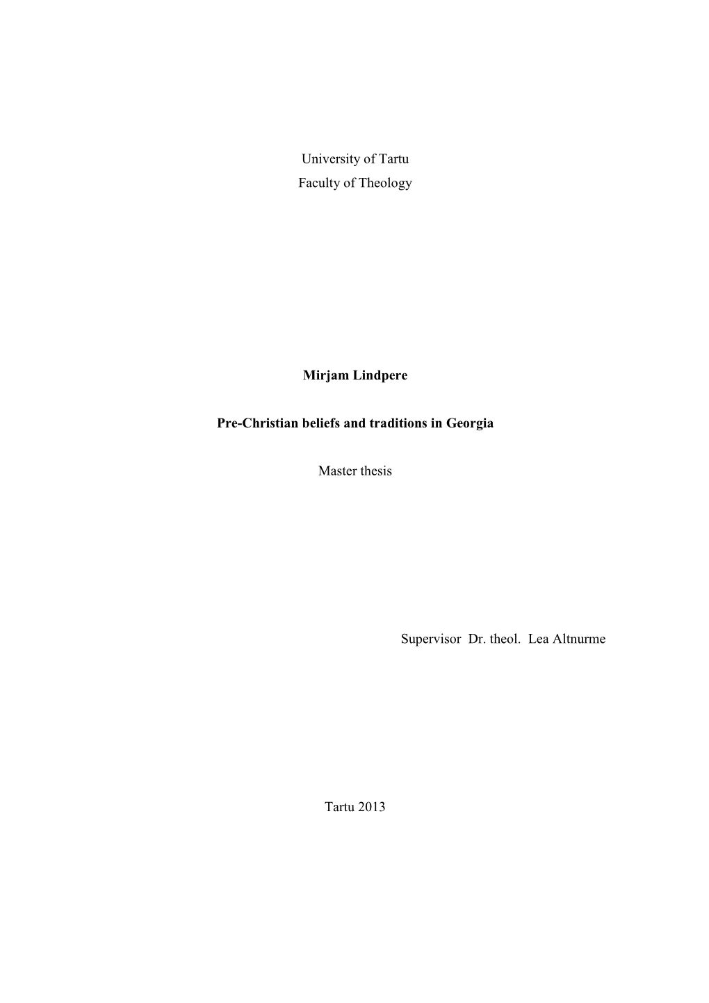 Pre-Christian Beliefs and Traditions in Georgia