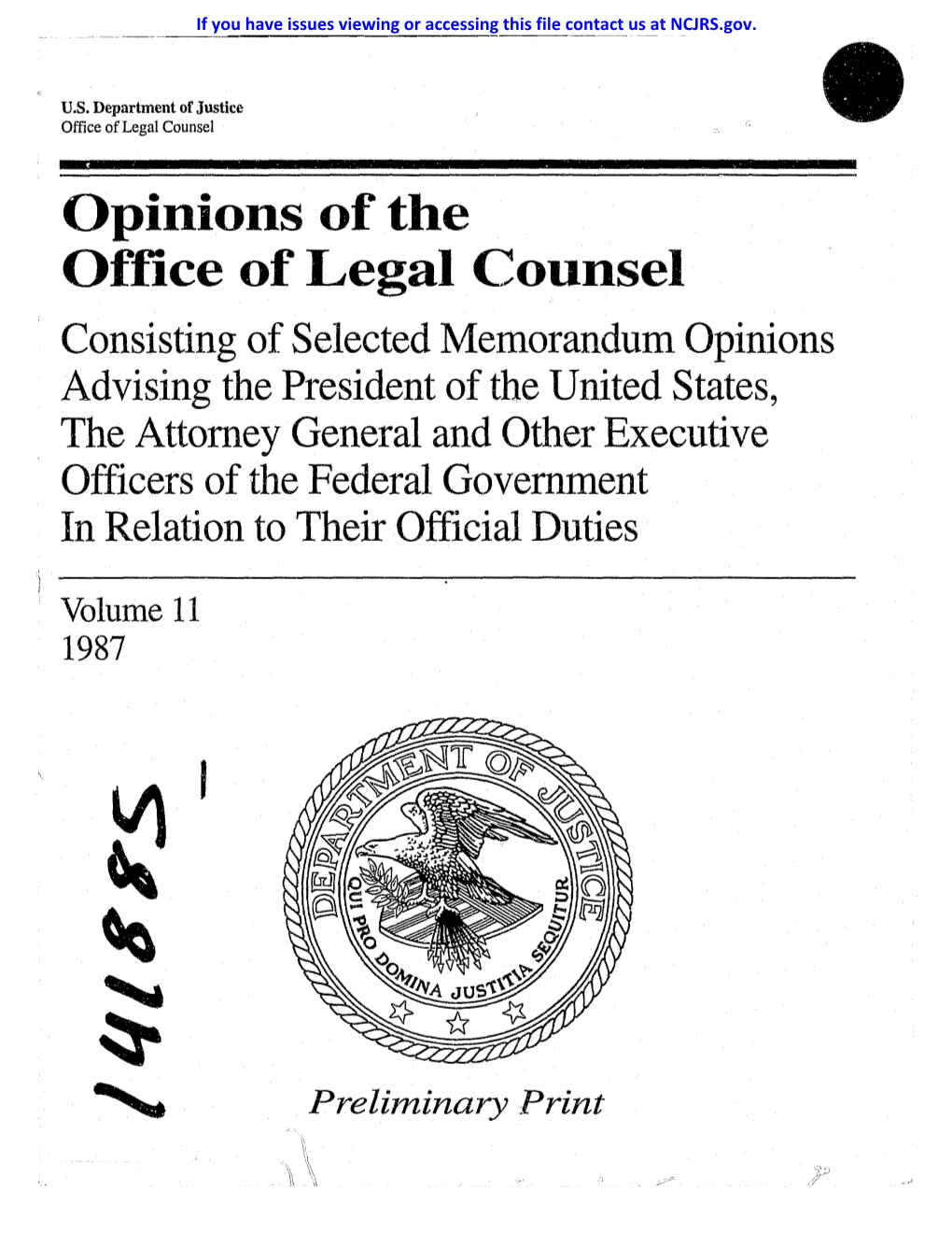 Opinions of the Office of Legal Counsel