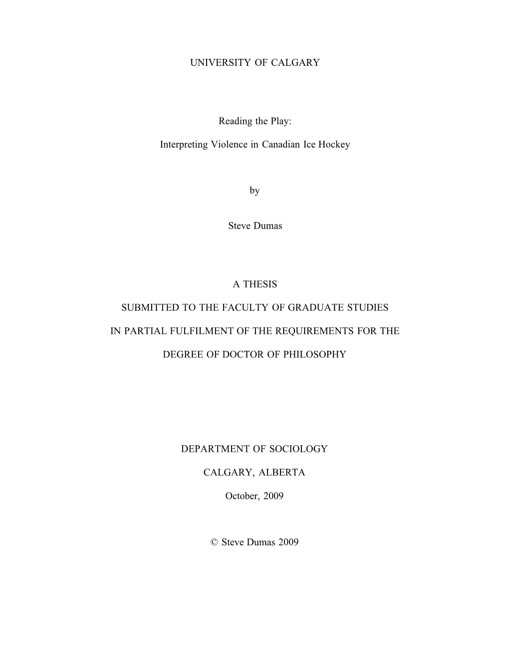 Reading the Play: Interpreting Violence in Canadian Ice Hockey