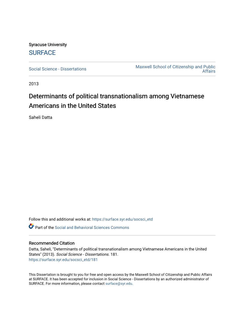 Determinants of Political Transnationalism Among Vietnamese Americans in the United States