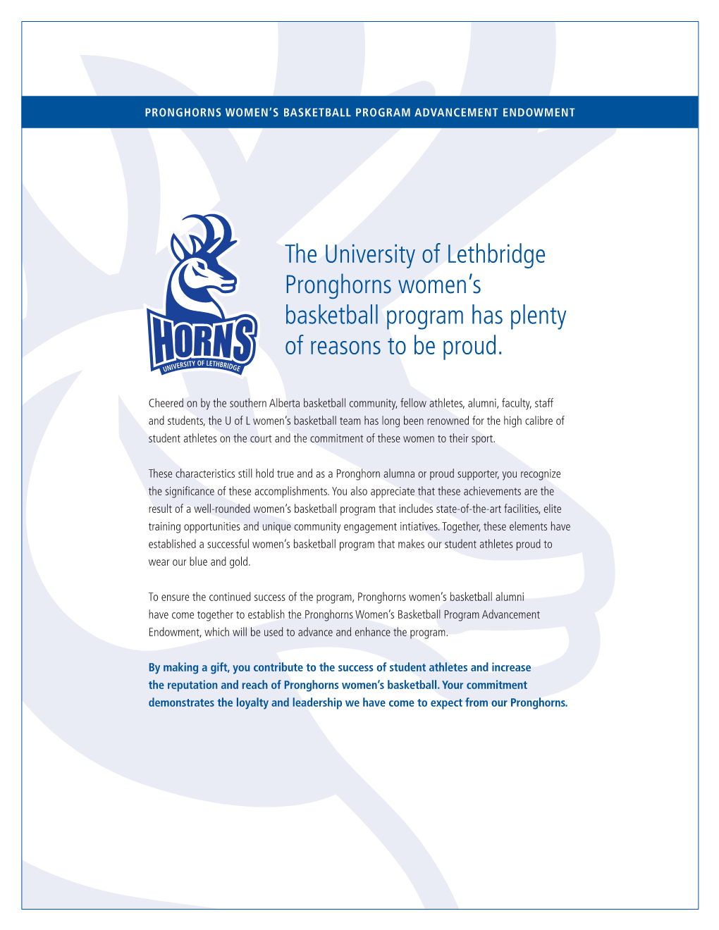 The University of Lethbridge Pronghorns Women's Basketball