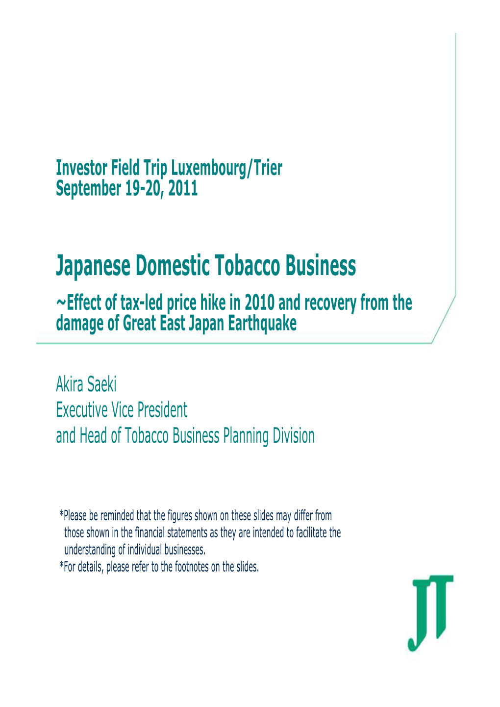 20110919 Japanese Domestic Tobacco Business