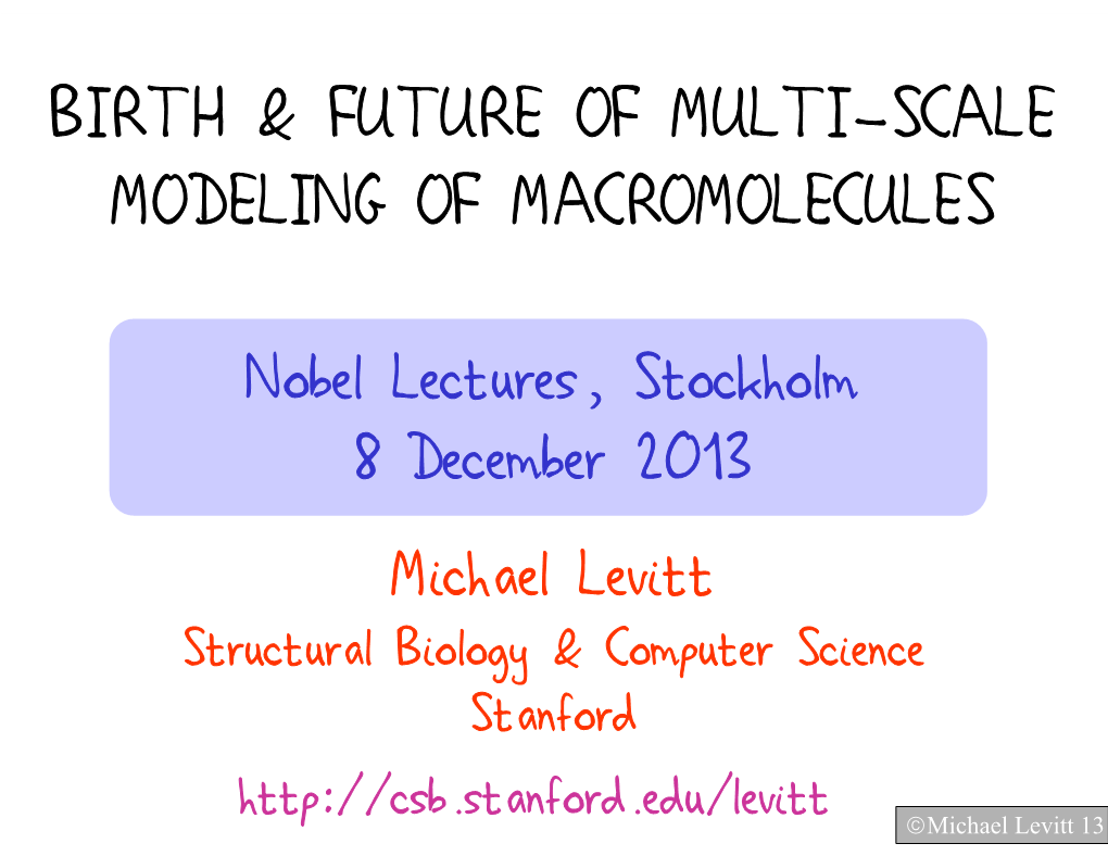 Michael Levitt's Nobel Lecture