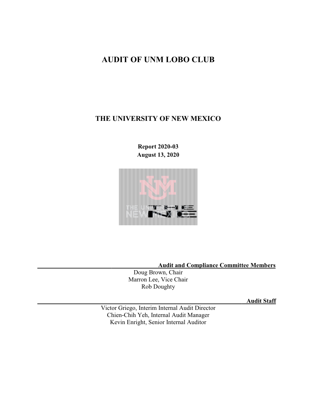 Audit of UNM Lobo Club, Report 2020-03