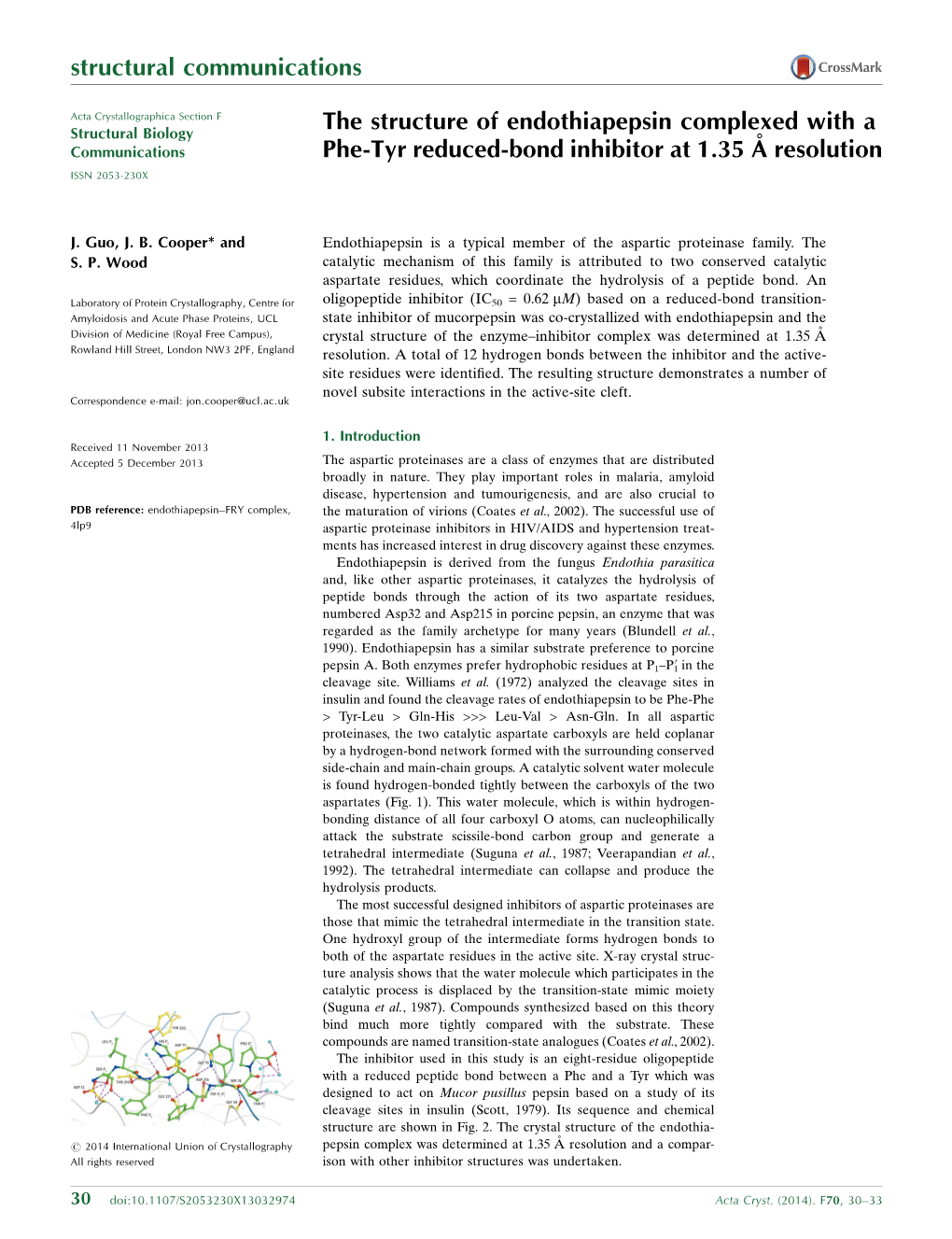 The Structure of Endothiapepsin Complexed with a Phe-Tyr Reduced