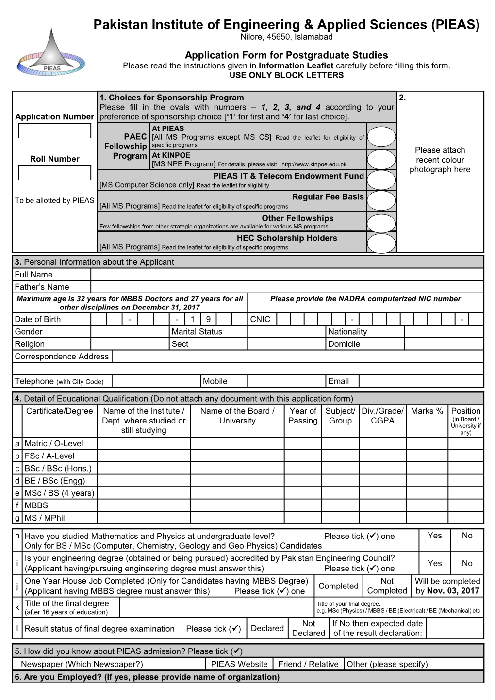 Pakistan Institute of Engineering & Applied Sciences (PIEAS)