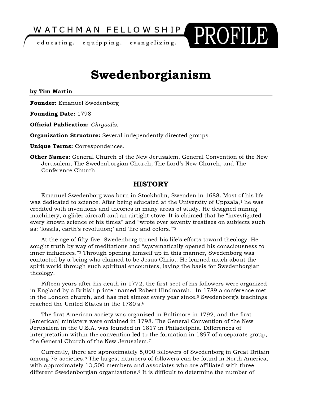 Swedenborgianism Profile