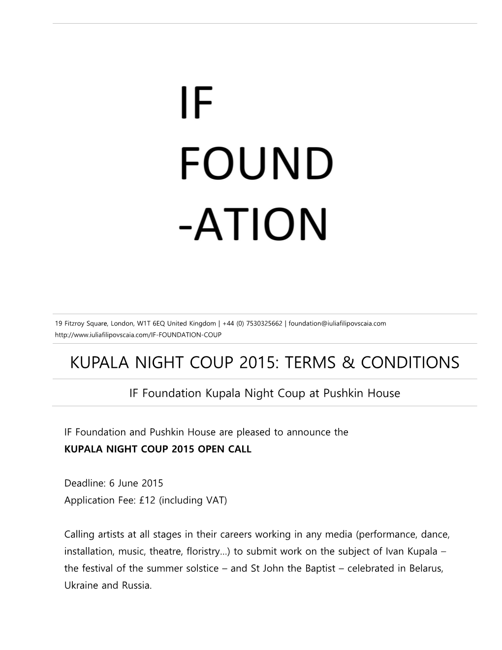 Kupala Night Coup 2015: Terms & Conditions